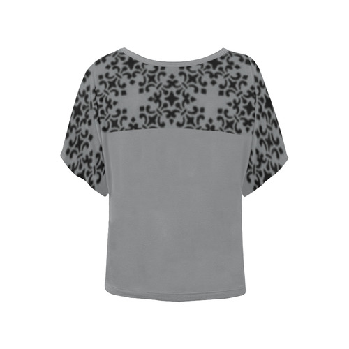 Sharkskin Damask Women's Batwing-Sleeved Blouse T shirt (Model T44)
