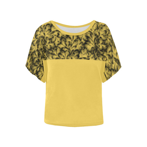 Primrose Yellow Leaf Women's Batwing-Sleeved Blouse T shirt (Model T44)