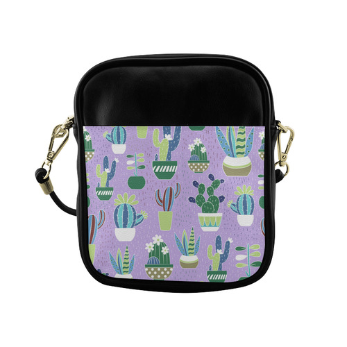 Cactus Pattern Green Blue Purple Sling Bag (Model 1627)