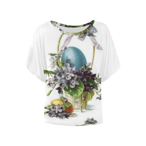 Vintage Easter Basket Women's Batwing-Sleeved Blouse T shirt (Model T44)