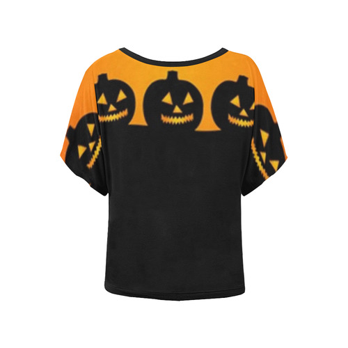 Halloween Jack-o-Lanterns Women's Batwing-Sleeved Blouse T shirt (Model T44)