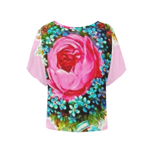 Vintage Floral Bouquet Women's Batwing-Sleeved Blouse T shirt (Model T44)