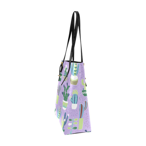 Cactus Pattern Green Blue Purple Euramerican Tote Bag/Small (Model 1655)