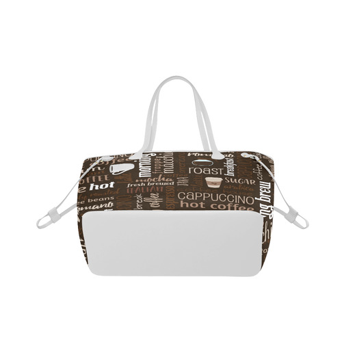 Brown, Chocolate, Coffee, Cappuccino, Latte, Words Pattern. Clover Canvas Tote Bag (Model 1661)