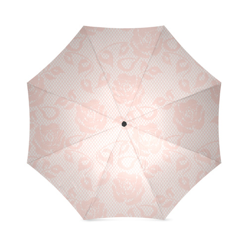 Pink Roses, Rose Flowers, Lace Effect, Floral Pattern Foldable Umbrella (Model U01)