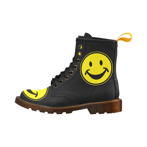 Funny yellow SMILEY for happy people High Grade PU Leather Martin Boots For Women Model 402H