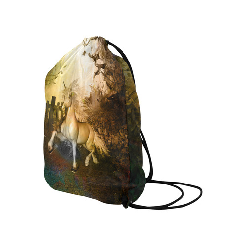White unicorn in the night Large Drawstring Bag Model 1604 (Twin Sides)  16.5"(W) * 19.3"(H)