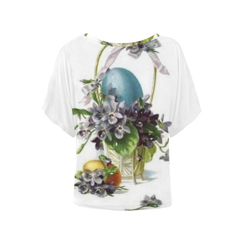 Vintage Easter Basket Women's Batwing-Sleeved Blouse T shirt (Model T44)