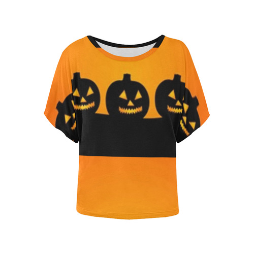 Halloween Jack-o-Lanterns Women's Batwing-Sleeved Blouse T shirt (Model T44)