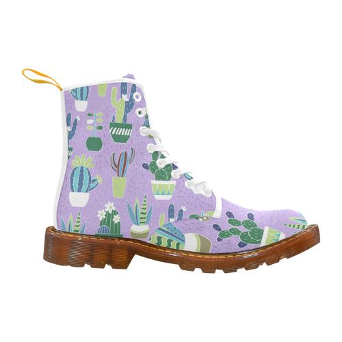 Cactus Pattern Green Blue Purple Martin Boots For Women Model 1203H
