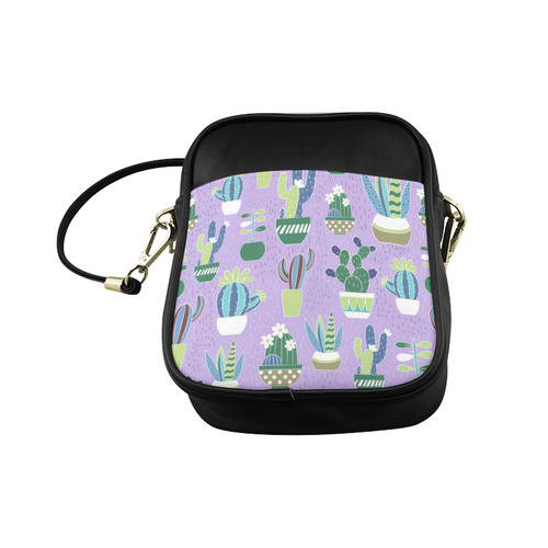 Cactus Pattern Green Blue Purple Sling Bag (Model 1627)