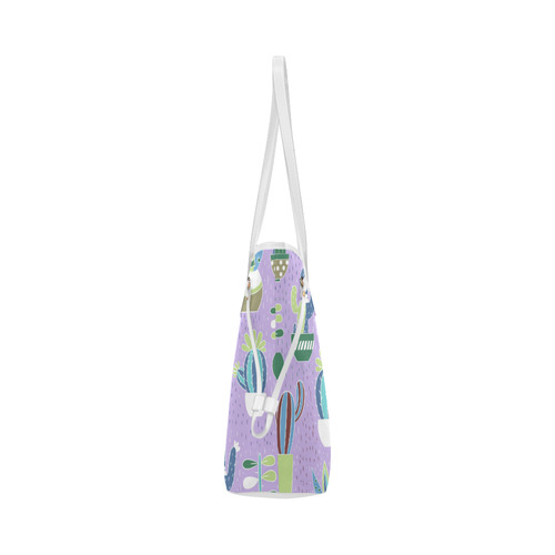 Cactus Pattern Green Blue Purple Clover Canvas Tote Bag (Model 1661)