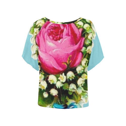 Vintage Floral Bouquet Women's Batwing-Sleeved Blouse T shirt (Model T44)