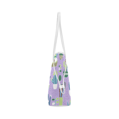 Cactus Pattern Green Blue Purple Clover Canvas Tote Bag (Model 1661)