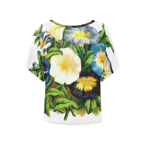 Morning Glories Women's Batwing-Sleeved Blouse T shirt (Model T44)