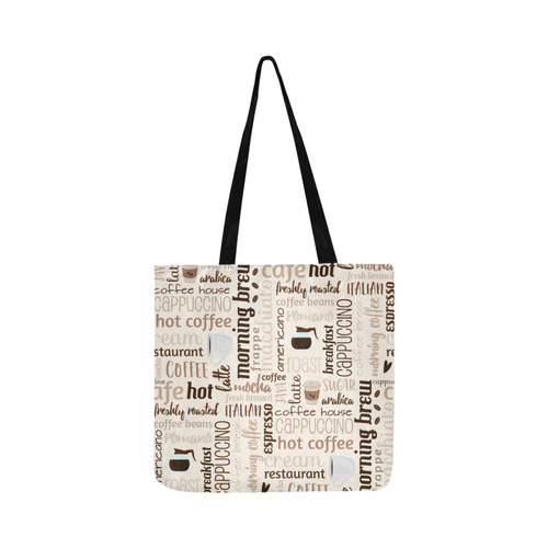 Cream, Beige, Chocolate, Coffee, Cappuccino, Latte, Words Pattern. Reusable Shopping Bag Model 1660 (Two sides)