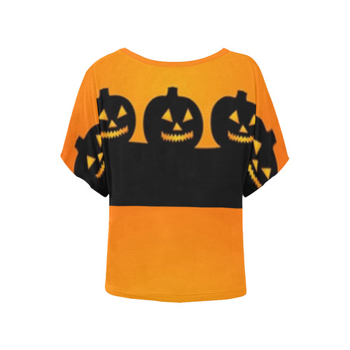 Halloween Jack-o-Lanterns Women's Batwing-Sleeved Blouse T shirt (Model T44)