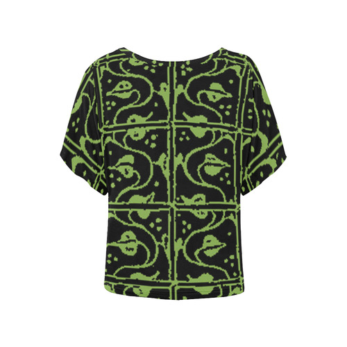 Greenery Leaf and Vines Women's Batwing-Sleeved Blouse T shirt (Model T44)