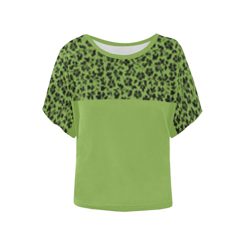 Greenery Vintage Flowers Women's Batwing-Sleeved Blouse T shirt (Model T44)