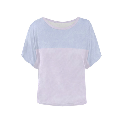 Sapphire Blue and Purple Women's Batwing-Sleeved Blouse T shirt (Model T44)