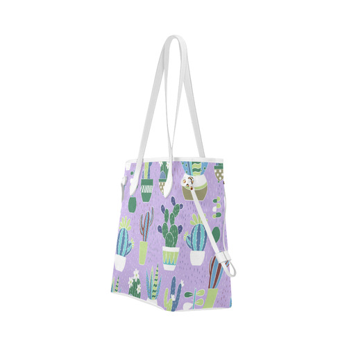 Cactus Pattern Green Blue Purple Clover Canvas Tote Bag (Model 1661)