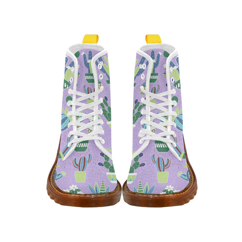 Cactus Pattern Green Blue Purple Martin Boots For Women Model 1203H