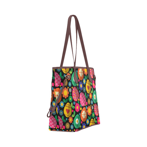 Easter Egg Pattern Pink Orange Green Clover Canvas Tote Bag (Model 1661)