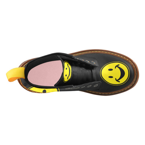 Funny yellow SMILEY for happy people High Grade PU Leather Martin Boots For Women Model 402H