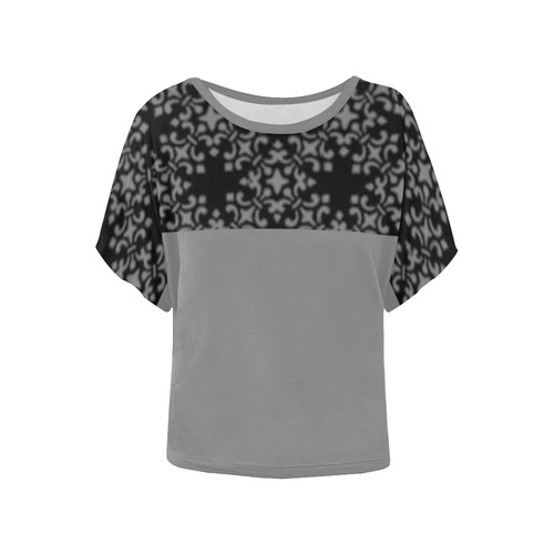 Sharkskin Damask Women's Batwing-Sleeved Blouse T shirt (Model T44)