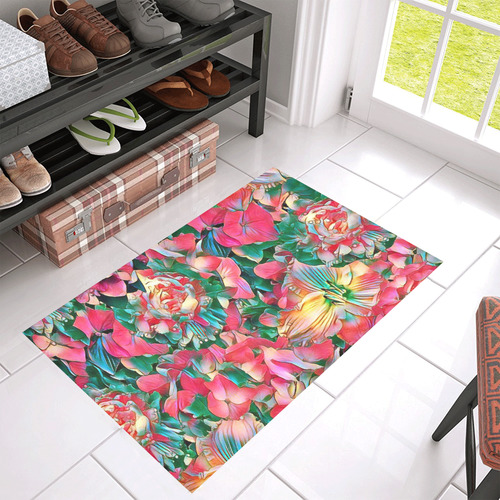 wonderful floral 24B  by FeelGood Azalea Doormat 30" x 18" (Sponge Material)