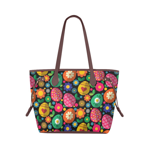 Easter Egg Pattern Pink Orange Green Clover Canvas Tote Bag (Model 1661)