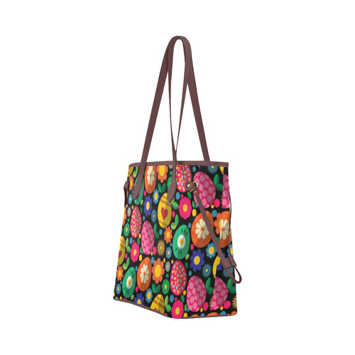 Easter Egg Pattern Pink Orange Green Clover Canvas Tote Bag (Model 1661)