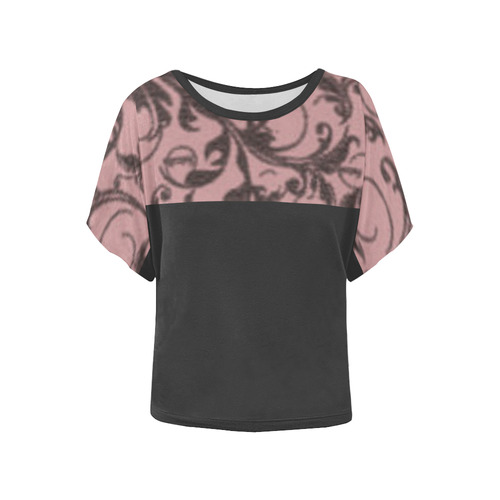 Bridal Rose Swirls Women's Batwing-Sleeved Blouse T shirt (Model T44)
