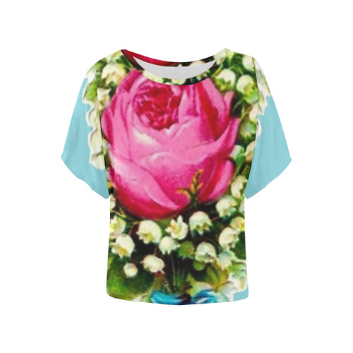 Vintage Floral Bouquet Women's Batwing-Sleeved Blouse T shirt (Model T44)