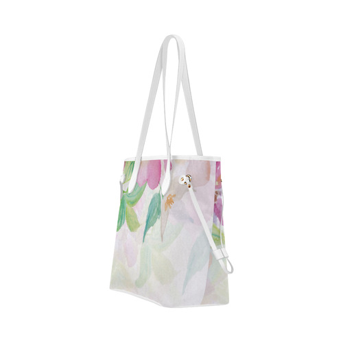 Pink Violet Watercolor Floral Clover Canvas Tote Bag (Model 1661)