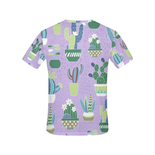 Cactus Pattern Green Blue Purple All Over Print T-Shirt for Women (USA Size) (Model T40)