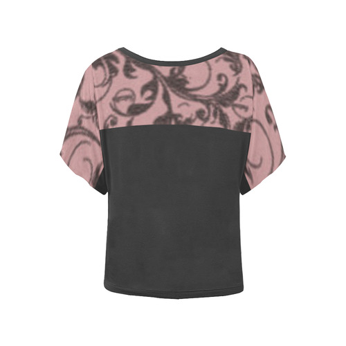 Bridal Rose Swirls Women's Batwing-Sleeved Blouse T shirt (Model T44)