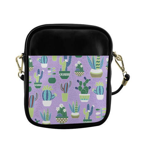 Cactus Pattern Green Blue Purple Sling Bag (Model 1627)