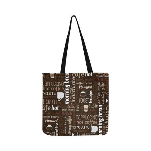 Brown, Chocolate, Coffee, Cappuccino, Latte, Words Pattern. Reusable Shopping Bag Model 1660 (Two sides)