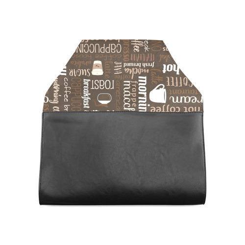Brown, Chocolate, Coffee, Cappuccino, Latte, Words Pattern. Clutch Bag (Model 1630)