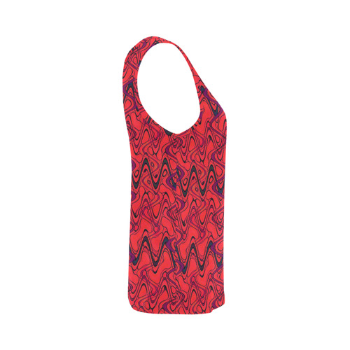 Red and Black Waves All Over Print Tank Top for Women (Model T43)