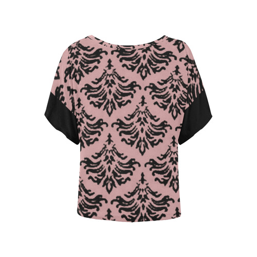 Bridal Rose Damask Women's Batwing-Sleeved Blouse T shirt (Model T44)