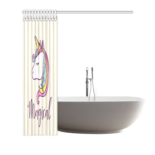 Cute Magical Unicorn Typography Shower Curtain 72"x72"