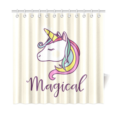 Cute Magical Unicorn Typography Shower Curtain 72"x72"