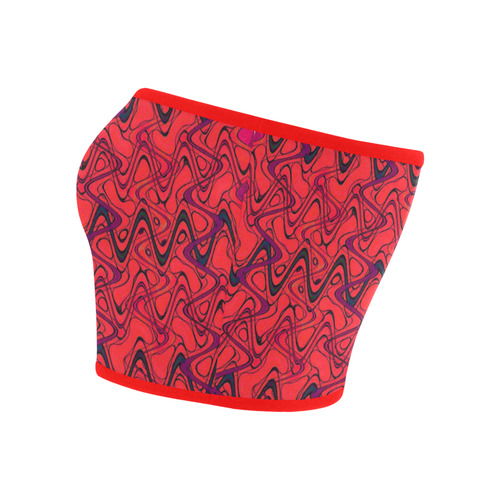 Red and Black Waves Bandeau Top