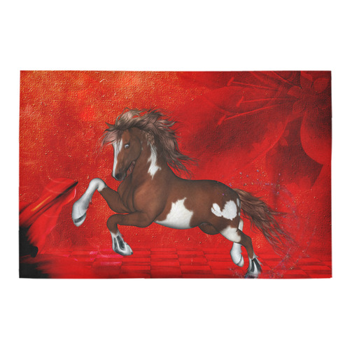 Wild horse on red background Azalea Doormat 24" x 16" (Sponge Material)