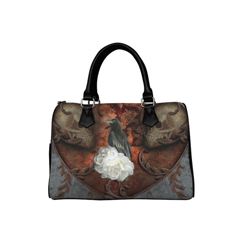 The crow with skulls Boston Handbag (Model 1621)