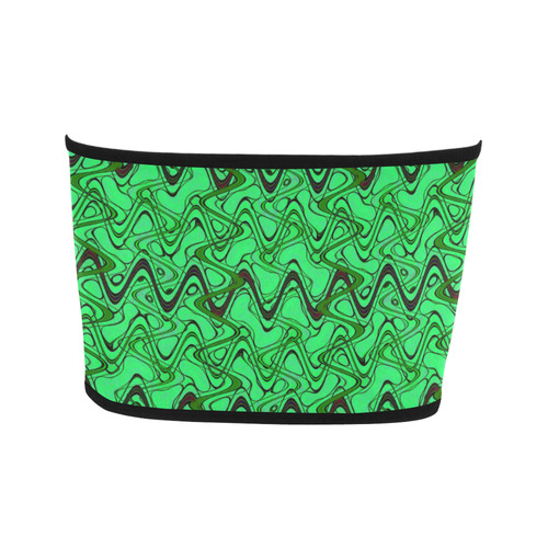 Green and Black Waves Bandeau Top