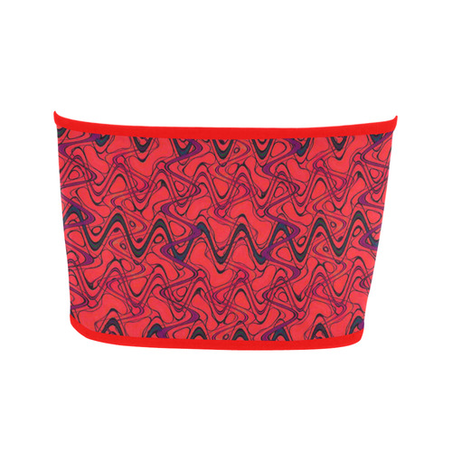 Red and Black Waves Bandeau Top