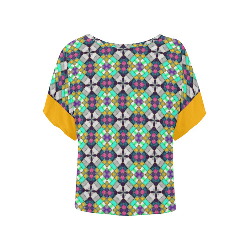 Colorful Quilt Women's Batwing-Sleeved Blouse T shirt (Model T44)